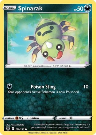 Spinarak 112  - Reverse Holofoil SWSH11 Lost Origin - Common