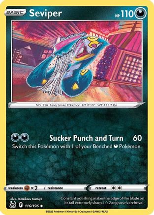 Seviper 116  - Reverse Holofoil SWSH11 Lost Origin - Uncommon