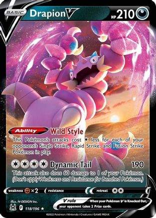 Drapion V 118  - Holofoil SWSH11 Lost Origin - Ultra Rare