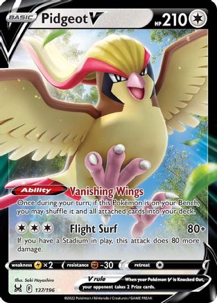 Pidgeot V 137  - Holofoil SWSH11 Lost Origin - Ultra Rare
