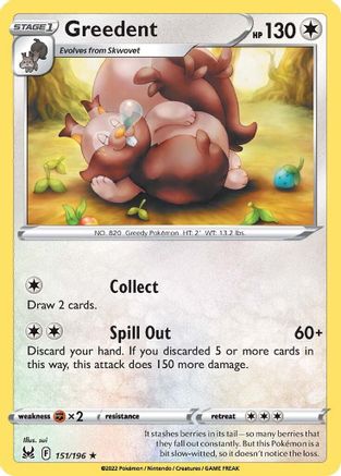 Greedent 151  - Reverse Holofoil SWSH11 Lost Origin - Rare