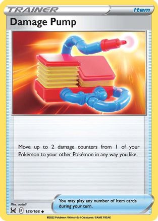 Damage Pump 156  - Reverse Holofoil SWSH11 Lost Origin - Uncommon