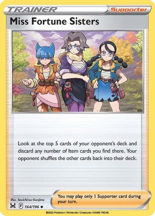 Miss Fortune Sisters 164  - Reverse Holofoil SWSH11 Lost Origin - Uncommon