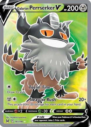 Galarian Perrserker V (Full Art) 183  - Holofoil SWSH11 Lost Origin - Ultra Rare