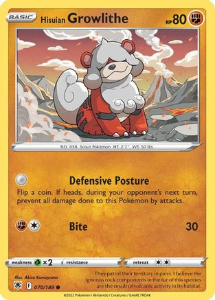 Hisuian Growlithe (Cosmos Holo) 070/189  - Holofoil Deck Exclusives - Promo