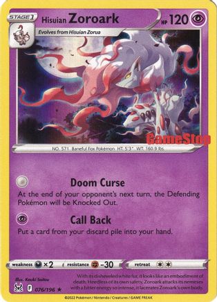 Hisuian Zoroark (Gamestop Exclusive) 076/196  - Holofoil Miscellaneous Cards & Products - Promo
