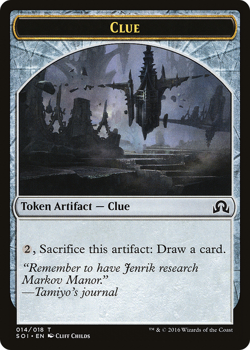 Clue Token (014) (SOI-014) - Shadows over Innistrad Tokens