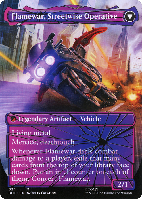 Flamewar, Brash Veteran (Shattered Glass) (BOT-024) - Transformers: (shatteredglass, convertdfc) (Borderless) Foil
