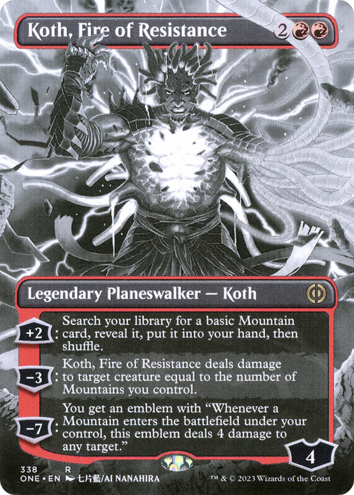 Koth, Fire of Resistance (Borderless) (ONE-338) - Phyrexia: All Will Be One: (Showcase) Foil