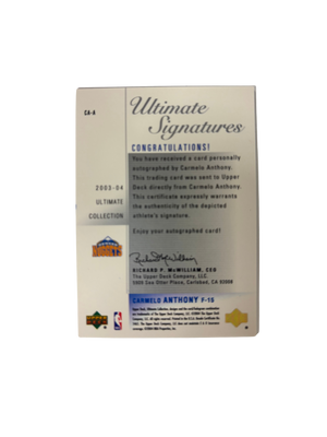 2003-04 UD Ultimate Collection Carmelo Anthony RC Autograph Ultimate Signatures