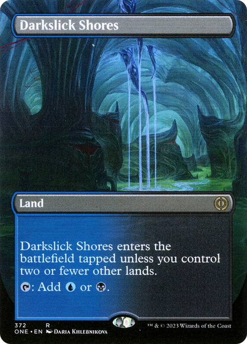 Darkslick Shores (Borderless) (ONE-372) - Phyrexia: All Will Be One Foil