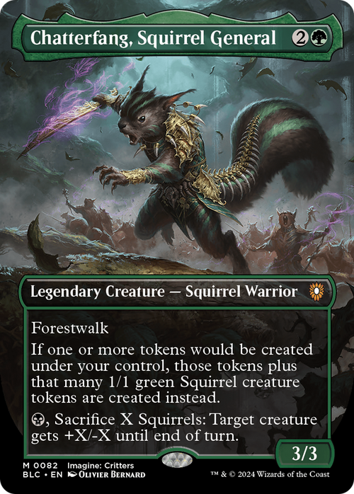 Chatterfang, Squirrel General (Borderless) (BLC-082) - Bloomburrow Commander Foil