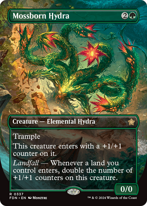 Mossborn Hydra (Borderless) (FDN-337) - Foundations