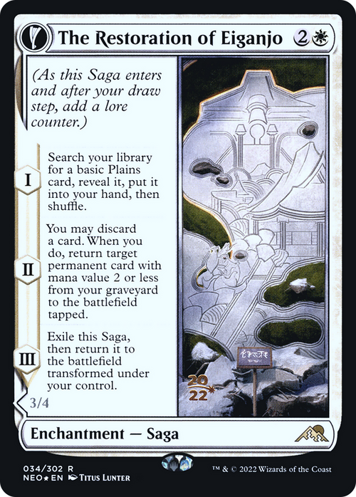 The Restoration of Eiganjo (PRE-034) - Kamigawa: Neon Dynasty Promos: (fandfc, enchantment) Foil