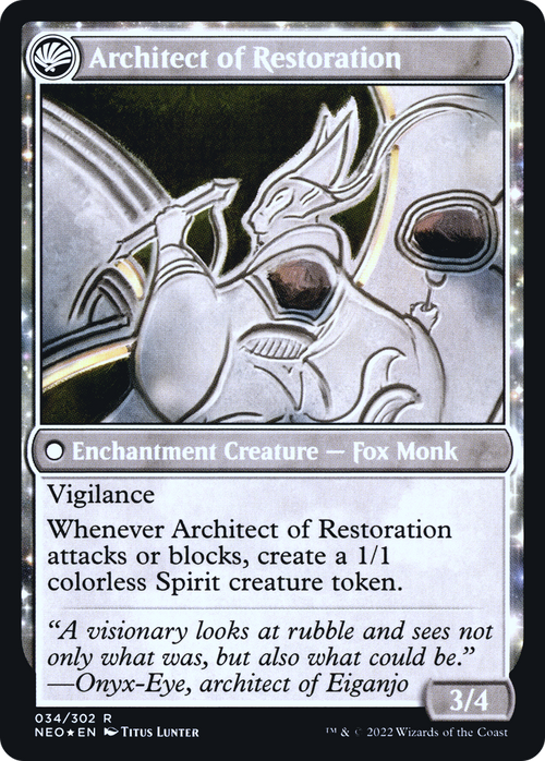 The Restoration of Eiganjo (PRE-034) - Kamigawa: Neon Dynasty Promos: (fandfc, enchantment) Foil