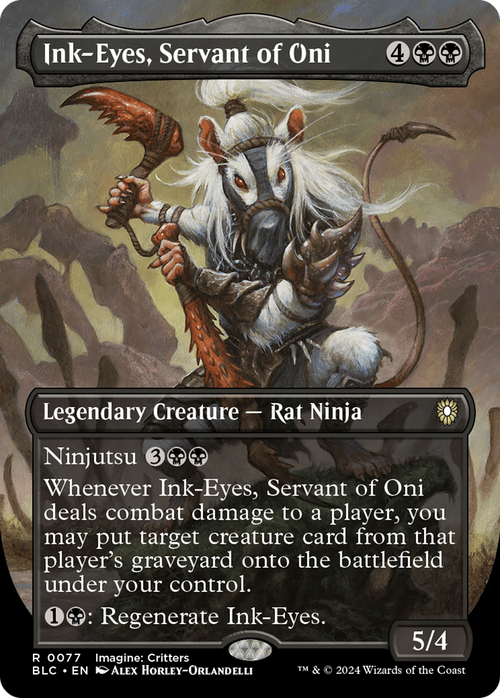 Ink-Eyes, Servant of Oni (Borderless) (BLC-077) - Bloomburrow Commander