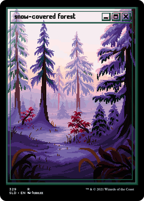 Snow-Covered Forest (PixelSnowLands.jpg) (SLD-329) - Secret Lair Drop Etched Foil