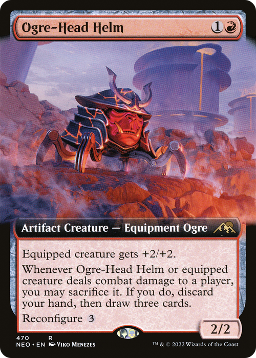 Ogre-Head Helm (Extended Art) (NEO-470) - Kamigawa: Neon Dynasty: (Extended Art) Foil