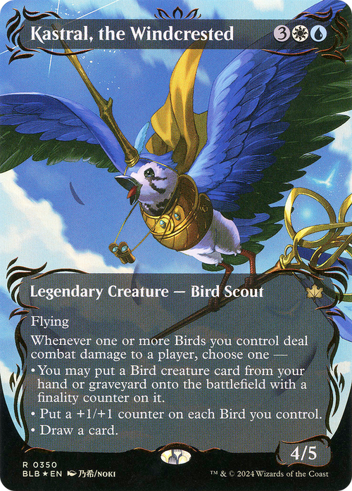 Kastral, the Windcrested (Borderless) (Raised Foil) (BLB-350) - Bloomburrow: (Showcase) Foil