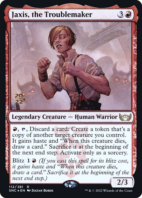 Jaxis, the Troublemaker (PRE-112) - Streets of New Capenna Promos Foil