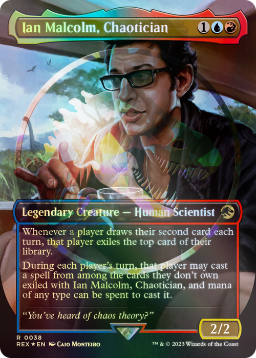 Ian Malcolm, Chaotician (Borderless) (Emblem) (REX-038) - Jurassic World Collection Foil