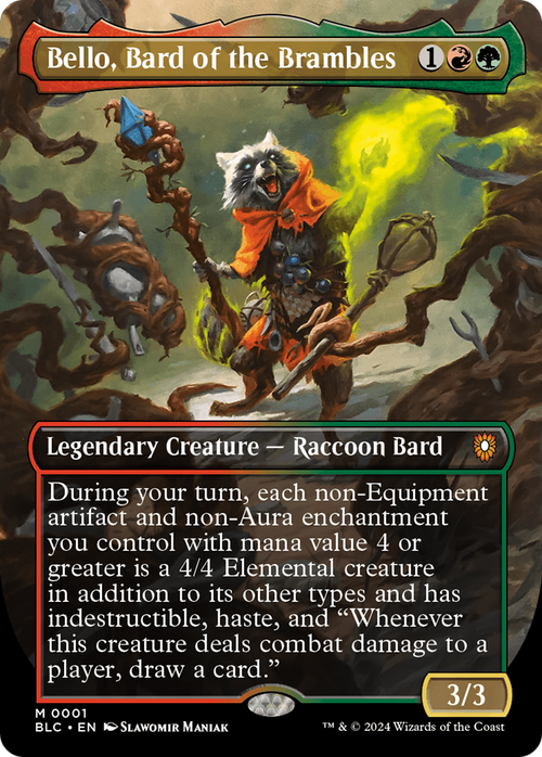 Bello, Bard of the Brambles (Borderless) (BLC-001) - Bloomburrow Commander Foil