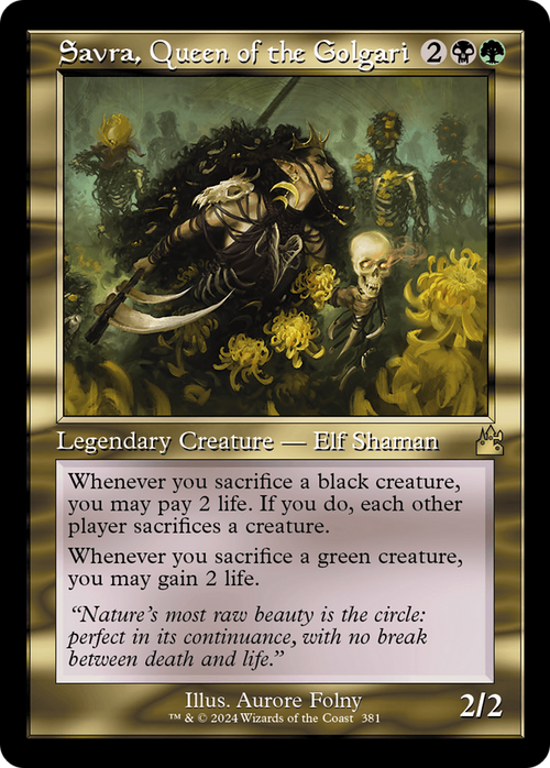 Savra, Queen of the Golgari (Retro Frame) (RVR-381) - Ravnica Remastered Foil