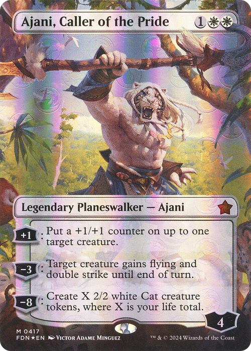 Ajani, Caller of the Pride (Borderless) (Mana Foil) (FDN-417) - Foundations Foil