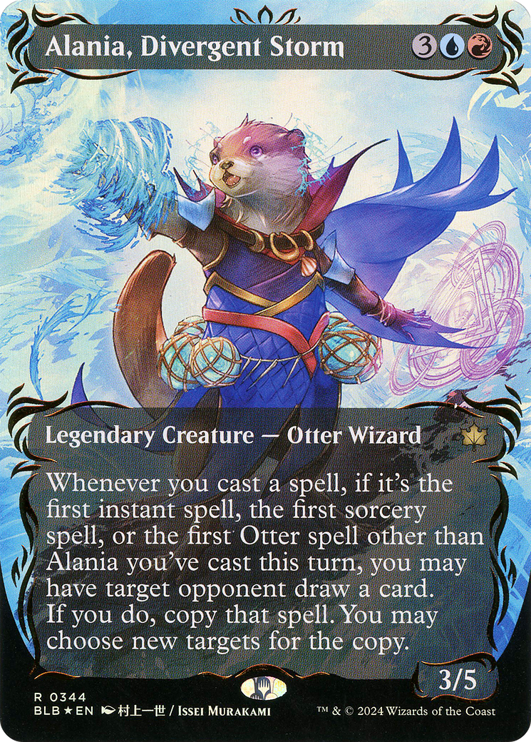 Alania, Divergent Storm (Borderless) (Raised Foil) (BLB-344) - Bloomburrow: (Showcase) Foil