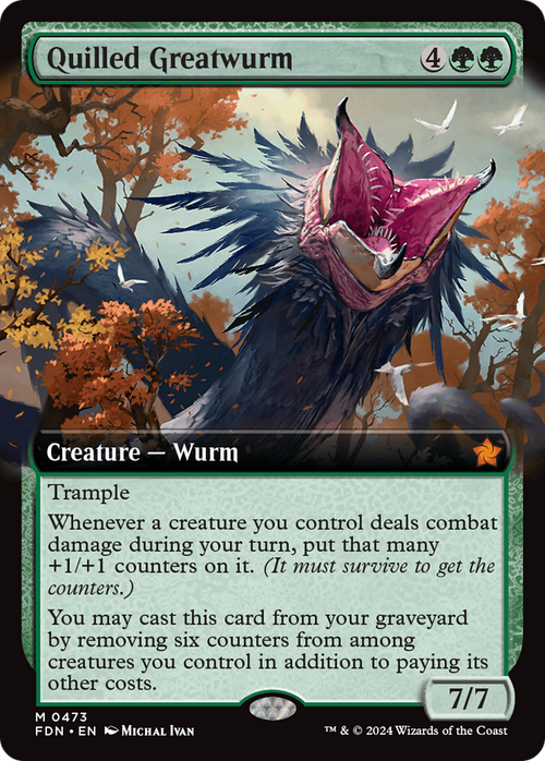 Quilled Greatwurm (Extended Art) (FDN-473) - Foundations: (Extended Art) Foil