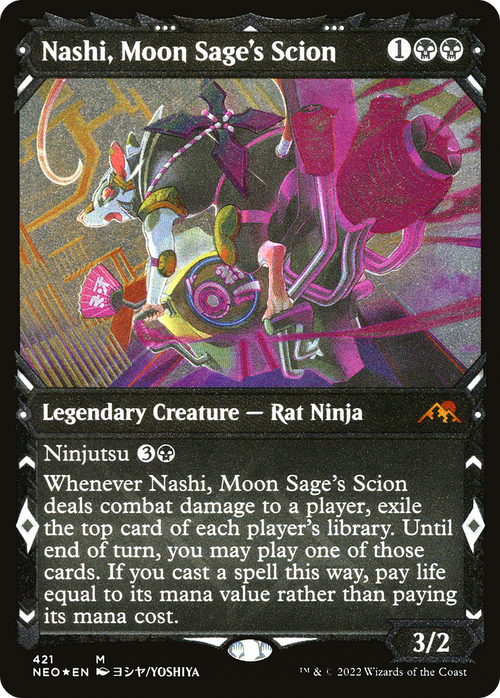 Nashi, Moon Sage's Scion (Showcase) (Foil Etched) (NEO-421) - Kamigawa: Neon Dynasty: (Showcase) Foil