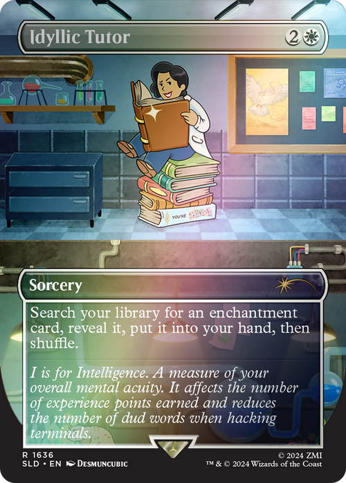 Idyllic Tutor (1636) (Rainbow Foil) (SLD-1636) - Secret Lair Drop (Borderless) Foil