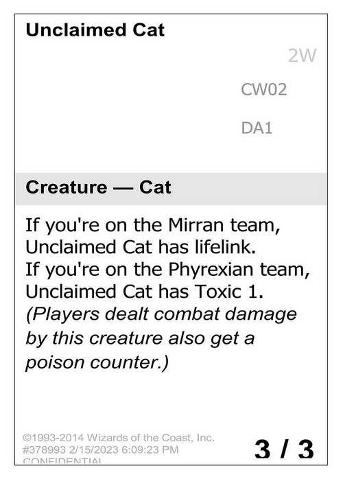 Unclaimed Cat (UNK-) - Unknown Event