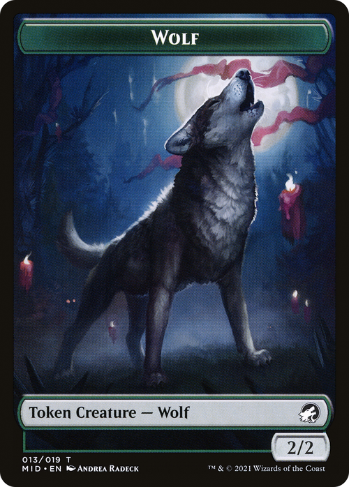 Wolf (TMID-013) - Innistrad: Midnight Hunt Tokens Foil