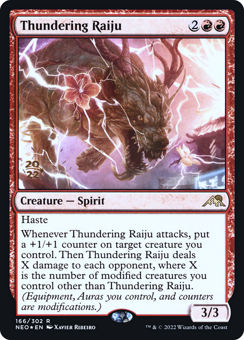 Thundering Raiju (PRE-166) - Kamigawa: Neon Dynasty Promos Foil