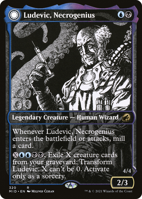 Ludevic, Necrogenius (Showcase) (MID-320) - Innistrad: Midnight Hunt: (Showcase, Double Faced Transform)