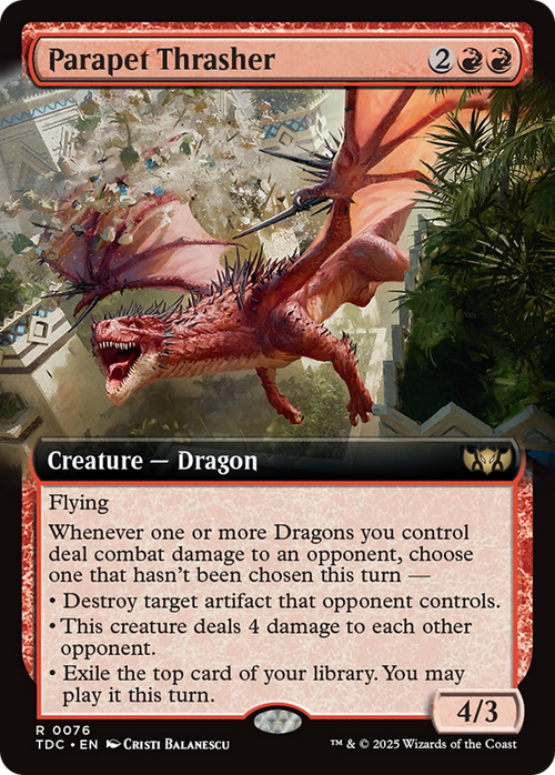 Parapet Thrasher (TDC-076) - Commander: Tarkir: Dragonstorm: (Extended Art)