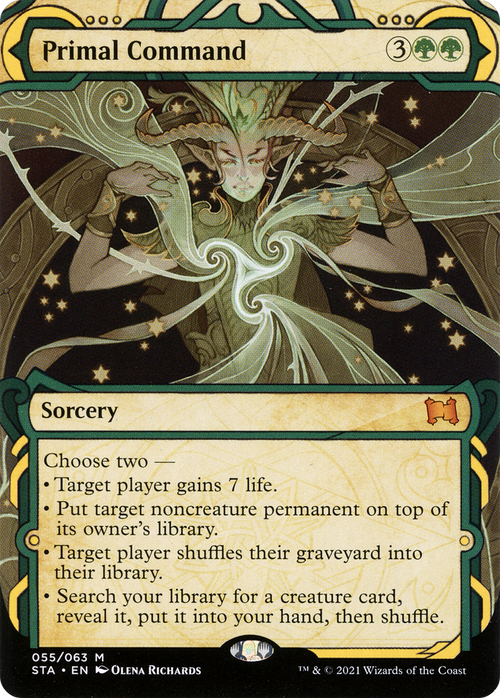 Primal Command (STA-055) - Strixhaven Mystical Archive: (Showcase) (Borderless) Etched Foil