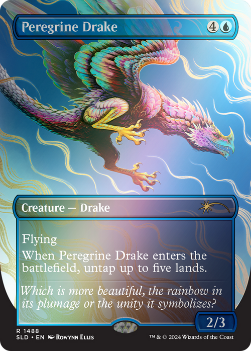 Peregrine Drake (Rainbow Foil) (SLD-1488) - Secret Lair Drop (Borderless) Foil