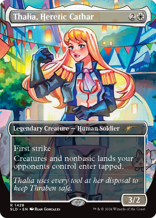 Thalia, Heretic Cathar (SLD-1428) - Secret Lair Drop (Borderless) Foil