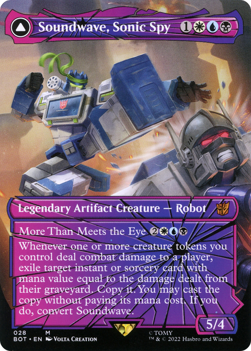 Soundwave, Sonic Spy (Shattered Glass) (BOT-028) - Transformers: (shatteredglass, convertdfc) (Borderless)