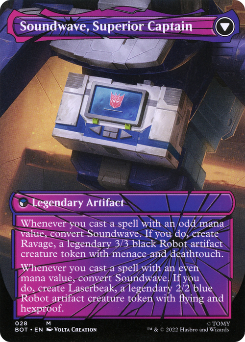 Soundwave, Sonic Spy (Shattered Glass) (BOT-028) - Transformers: (shatteredglass, convertdfc) (Borderless) Foil
