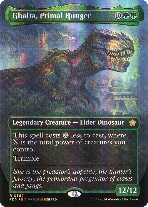 Ghalta, Primal Hunger (Borderless) (Mana Foil) (FDN-397) - Foundations Foil