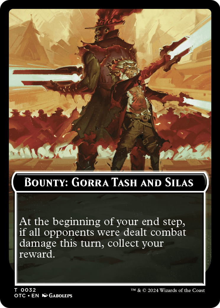 Bounty: Gorra Tash and Silas // Wanted! (TOTC-032) - Outlaws of Thunder Junction Commander Tokens
