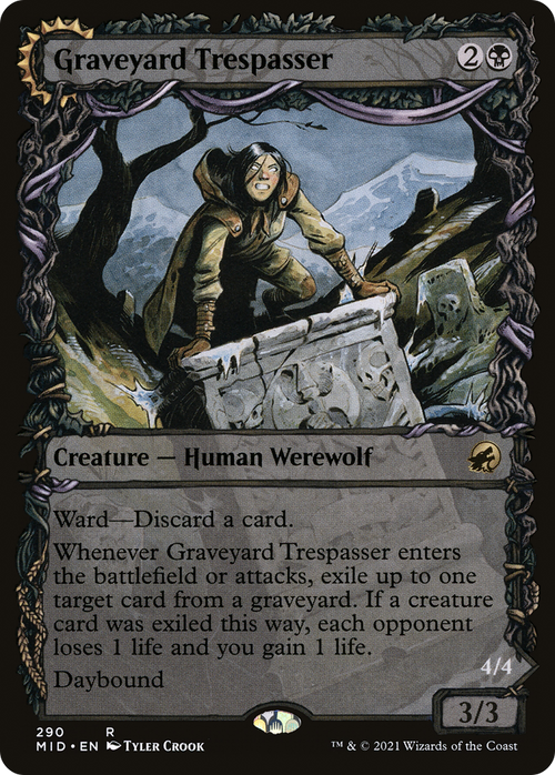 Graveyard Trespasser (Showcase) (MID-290) - Innistrad: Midnight Hunt: (Showcase, Double Faced Transform)