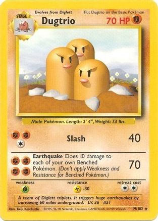 Dugtrio 019  Base Set - Rare