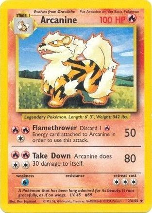 Arcanine 023  Base Set - Uncommon