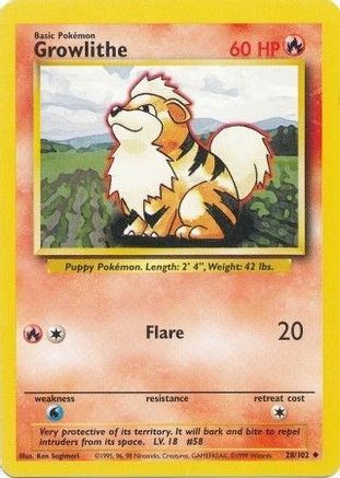 Growlithe 028  Base Set - Uncommon
