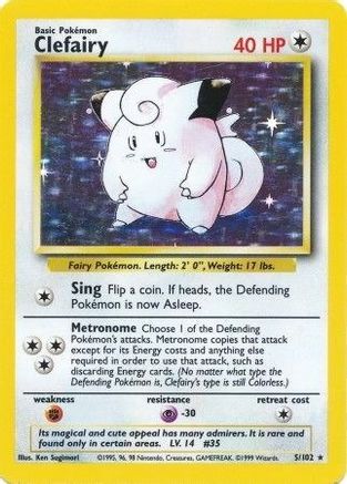 Clefairy 005  - Holofoil Base Set - Holo Rare