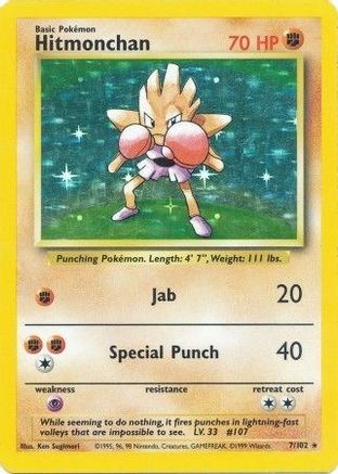 Hitmonchan 007  - Holofoil Base Set - Holo Rare